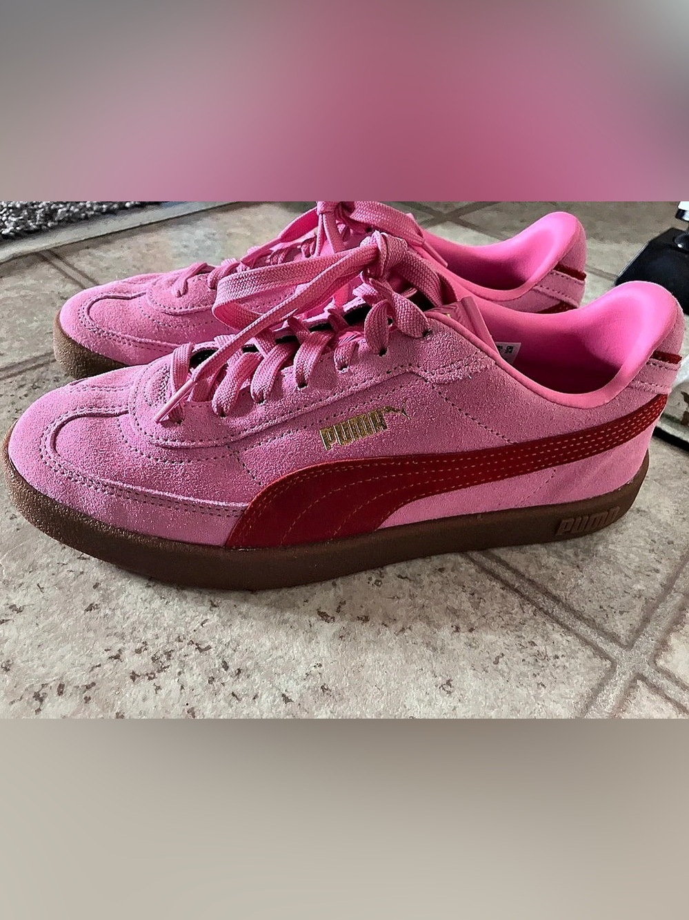 Like new Women Size 7.5 PUMA Palermo Sneakers Pink & Red Sneakers
